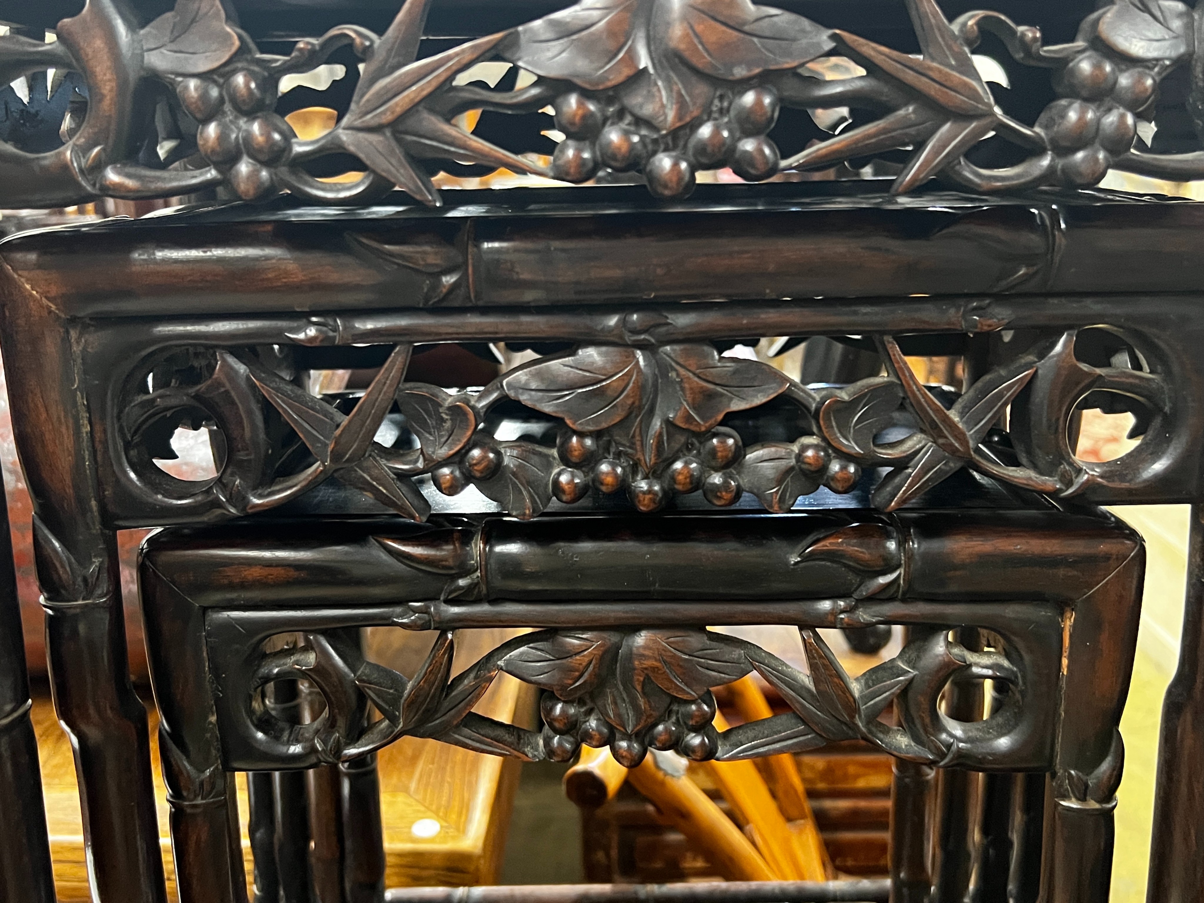 A quartetto of Chinese hongmu tea tables, width 50cm, depth 36cm, height 71cm